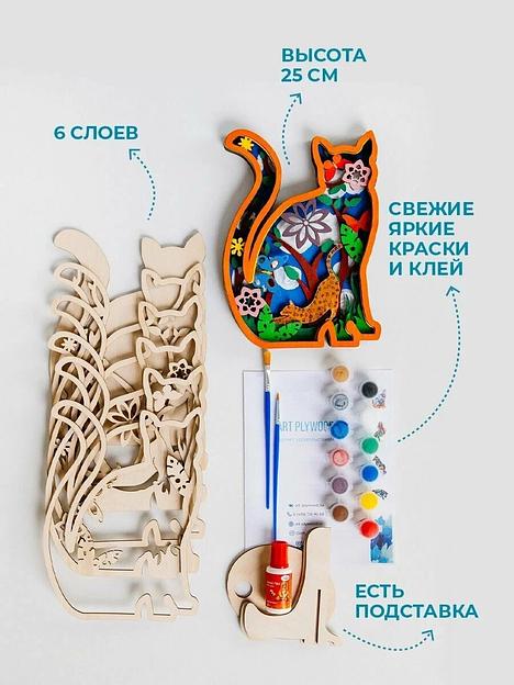 Набор для творчества раскраска-антистресс «Кошка2» Art Plywood, опт фото 2