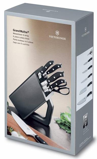 Набор ножей кухон. Victorinox Grand Maitre Cutlery Block (7.7243.6) компл.:6шт с подставкой черный подар.коробка фото 3
