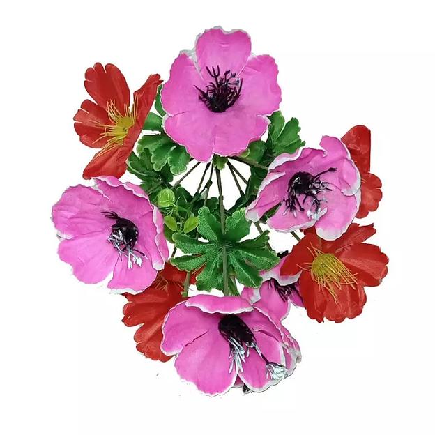 Композиция цветов: георгины и маки 12 голов (2 вида 7+5) 37см 423-737+327 фото 4