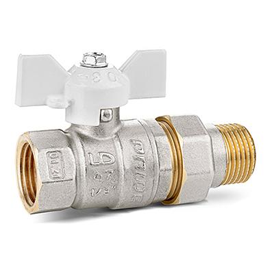 Кран шаровый латунный LD Pride Ду20 Ру40 ВШ (американка) бабочка (белая рукоятка) фото 1