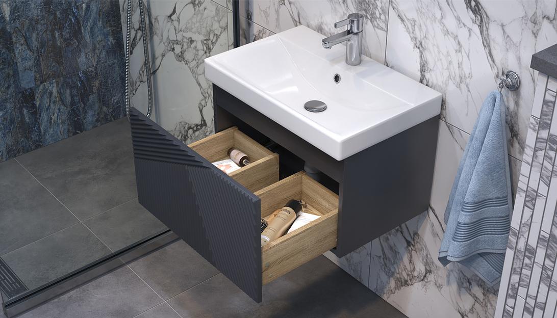 Тумба подвесная «EDGE» графит ОПТ  фото 4