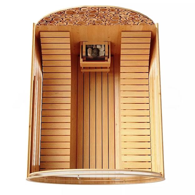 Круглая баня-бочка «Premium» из кедра с электрической печью фото 5