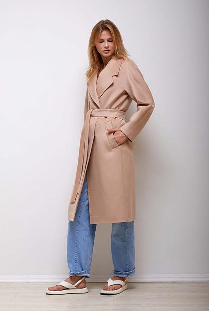 Женское демисезонное пальто деловое Mmoda светло-бежевый, арт.2223614-4 фото 2