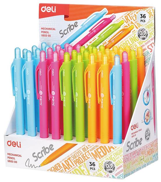 Карандаш механический Deli EU60300 0.7мм ластик треуг.корп пласт. корпус ассорти фото 1