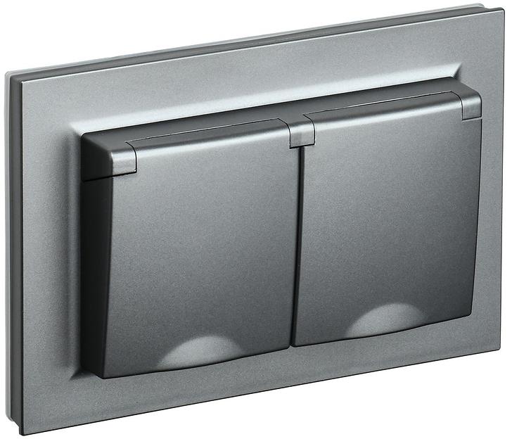 IEK BR-R26-16-44-K46-F BRITE Роз. 2-я с кр. 16А в сб IP44 РСбш12-3-44-БрС сталь фото 1