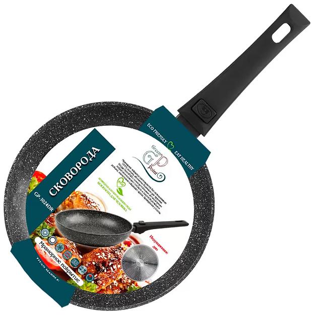 Сковорода без крышки GreenPoint 24 см, со съёмной ручкой, арт.3024DR-GP ОПТ фото 2
