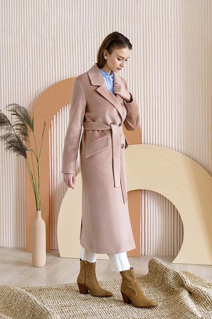 Женское демисезонное пальто двубортное Mmoda светлый кэмл, арт.37–8 фото 3