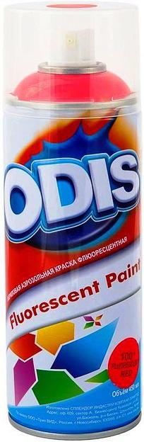 Краска аэрозольная акриловая ODIS флуоресцентный красный 450мл фото 1