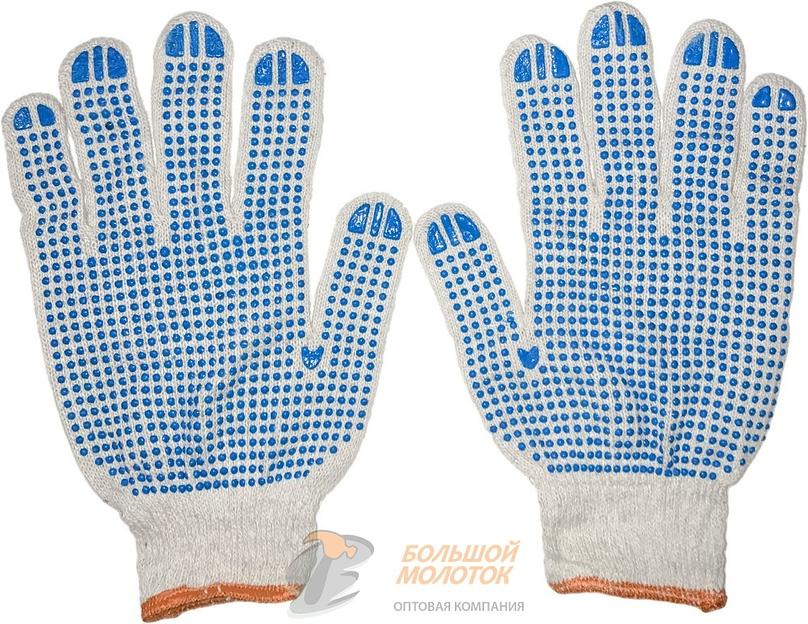 Перчатки х/б голубая точка, №103 /10 /250-500 фото 1