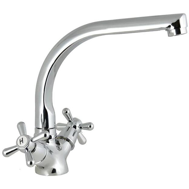 Смеситель для мойки двуручный Juguni с поворотным Г-изливом фото 1