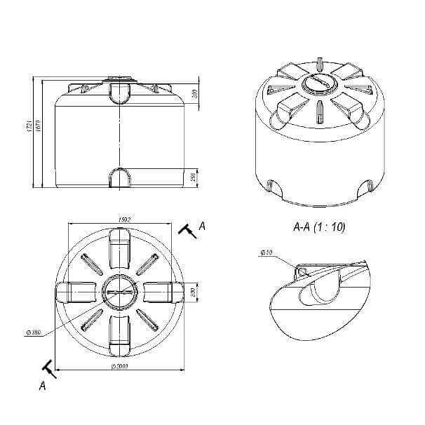 Емкость КАС 4500 TR с откидной крышкой фото 3
