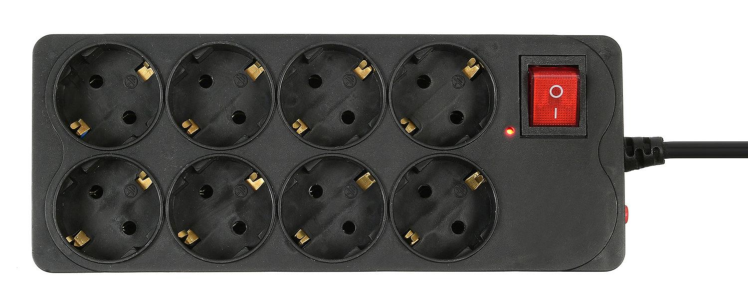 Сетевой фильтр Buro 800SH-5-B 5м (8 розеток) черный (коробка) фото 3