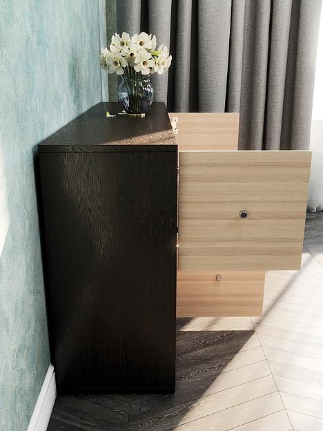 Стеллаж горизонтальный с 4 дверцами 8-секционный Wood&Stone «Малави» 310 венге линум, шимо светлый 132×32.8×67.3 см фото 4