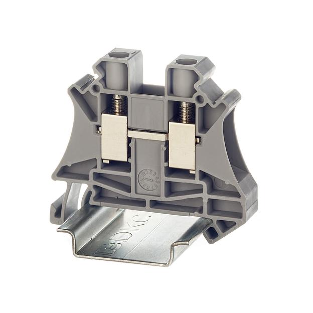 Клемма проходная, винтовой зажим, 2 точки подключения, 10 кв.мм, серая DKC TUR-10 фото 1