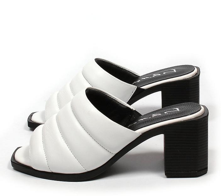 Сабо женские TAIS из натуральной кожи на каблуке, арт.327 белый ОПТ фото 5