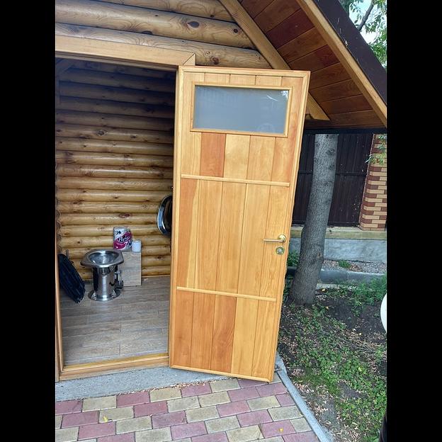 Дверь из кедра 2000×800 мм утеплённая с замком и пропиткой фото 3