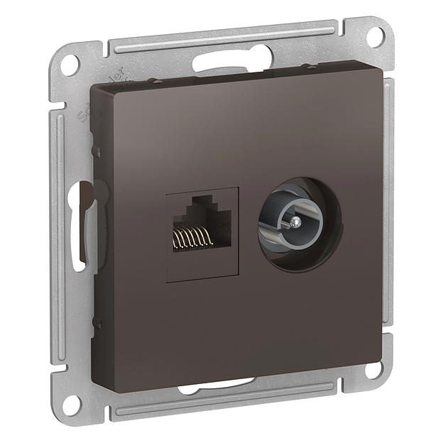 Systeme electric ATN000689 ATLASDESIGN РОЗЕТКА двойная комп+ТВ, RJ45+TV, кат.5E, механизм, МОККО фото 1