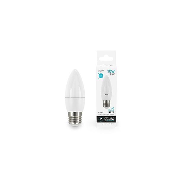 Упаковка ламп LED GAUSS E27, свеча, 10Вт, 30220, 10 шт. фото 1