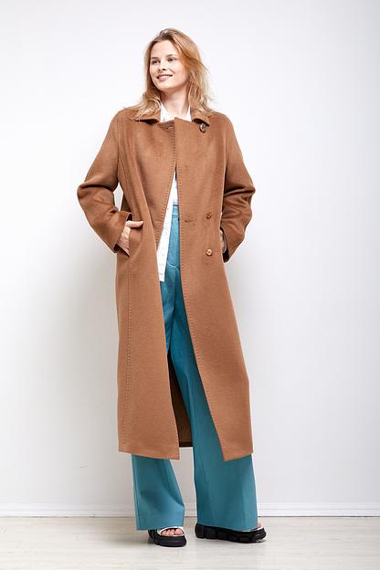 Женское демисезонное пальто двубортное Mmoda тёмный кэмл, арт.2202903-1 фото 4