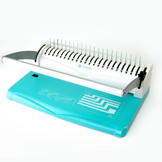 Переплетчик ГЕЛЕОС БП-13+ бирюзово-белый на пластиковую пружину Гелеос БП-13+ бирюзово-белый (БП13пбб) фото 1