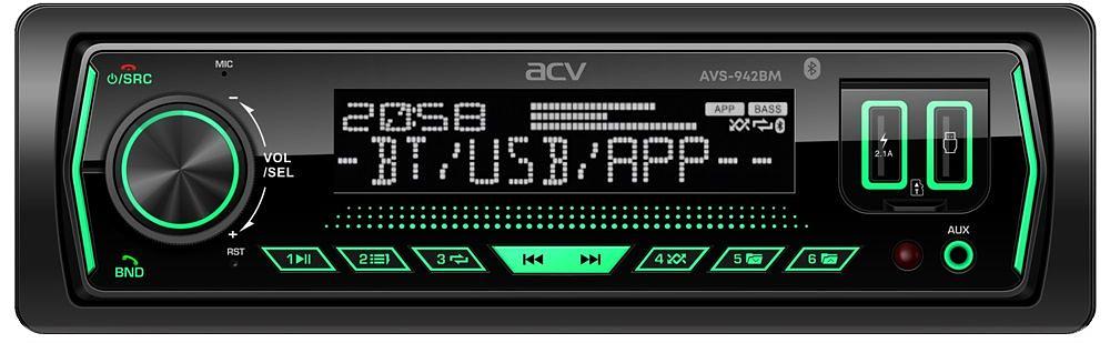 Автомагнитола ACV AVS-942BM 1DIN 4x50Вт фото 1