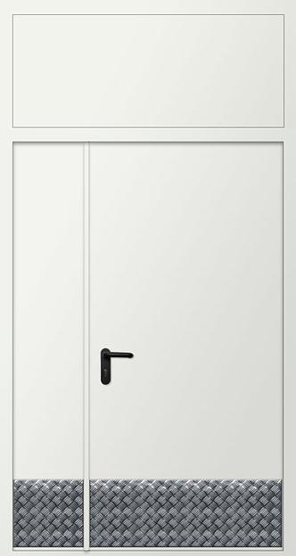 Дверь противопожарная ДПМ-2 EIS60 с фрамугой и накладкой из алюминия фото 1