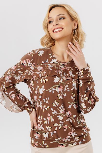 Блузка женская  7023-94/01/Коричневый, розовый  фото 5