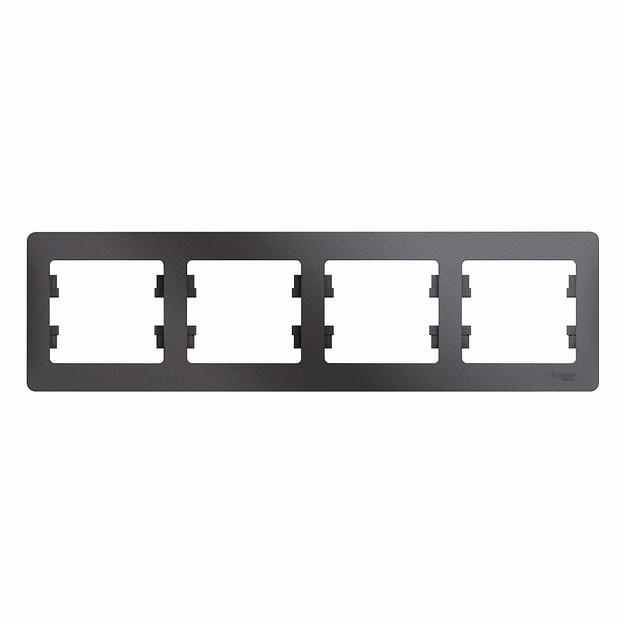 Systeme electric GSL001304 GLOSSA 4-постовая РАМКА, горизонтальная, ГРАФИТ фото 1