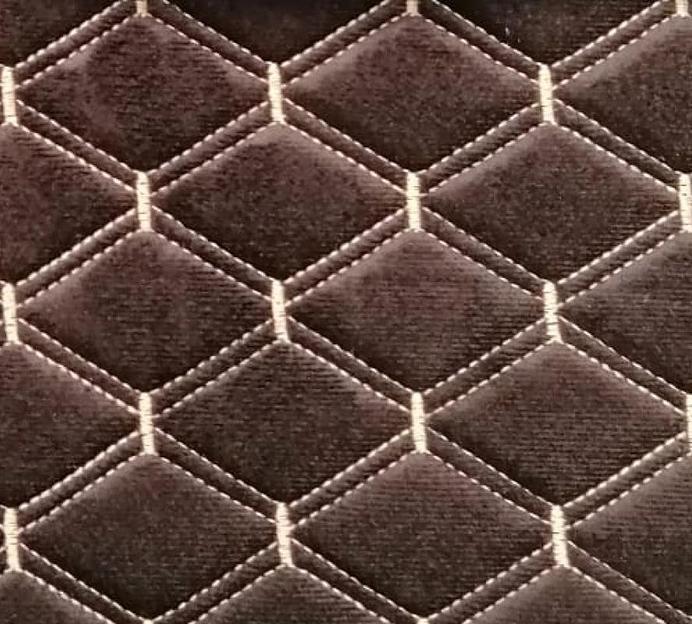 Велюр шоколадный, ромб, нить шампань опт фото 1