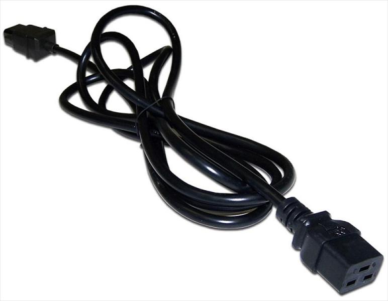 Шнур питания C19-C14, 3х0.75, 220В, 10А, черный, 0.5 метра (LAN-PP19/14-0.5-BK) фото 1