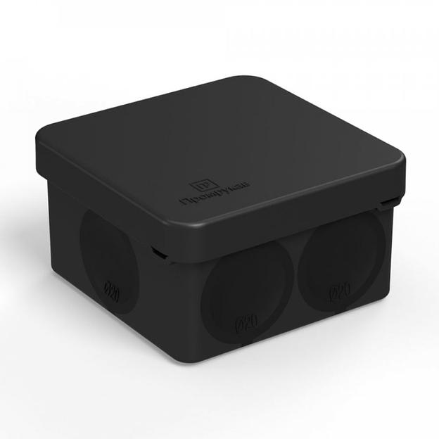 Коробка распределительная для прямого монтажа двухкомпонентная безгалогенная (HF) черная 70х70х40 (150шт/кор) фото 1