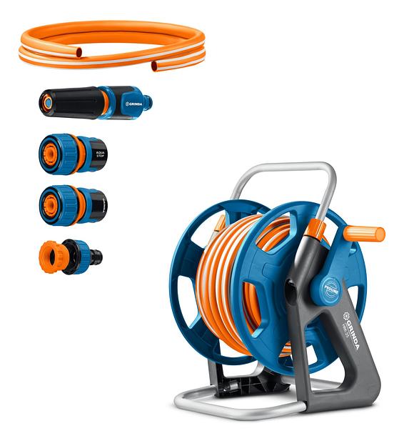 GRINDA HRK-25, шланг 25м x 1/2″, поливочный набор 4 предмета, стальные опоры, катушка со шлангом в комплекте ProLine (428460) фото 1