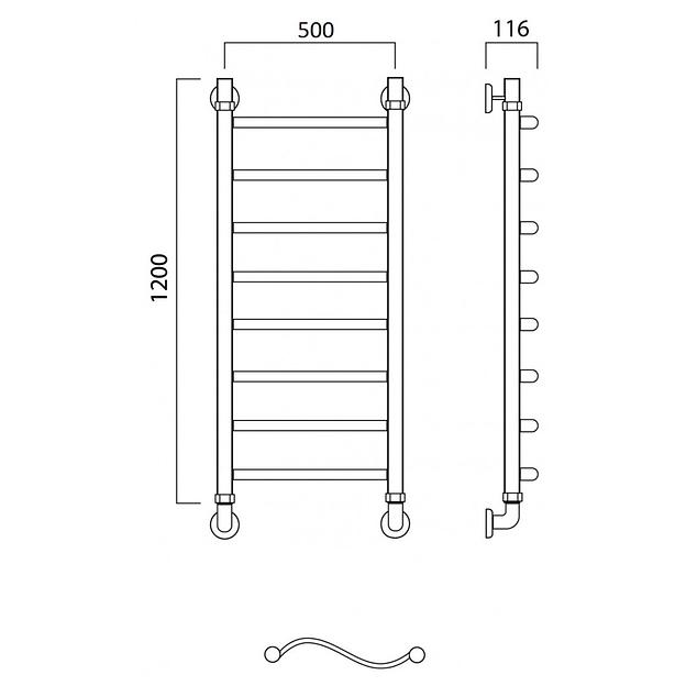 Полотенцесушитель водяной Роснерж Волна L101000 120x50 фото 3