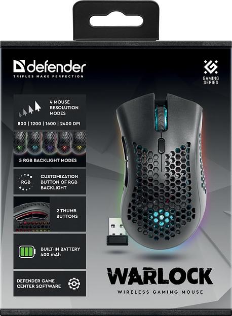 Мышка USB OPTICAL WRL WARLOCK GM-709L RGB 52709 DEFENDER фото 3