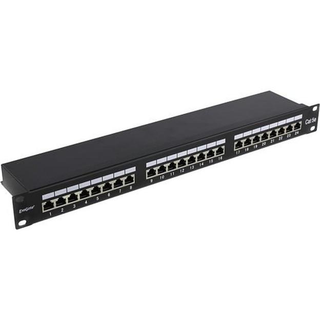 Exegate EX281083RUS Патч-панель FTP 19" 24 port кат.5e ExeGate разъём KRONE&110 (dual IDC), 1U, RoHS, цвет черный фото 1