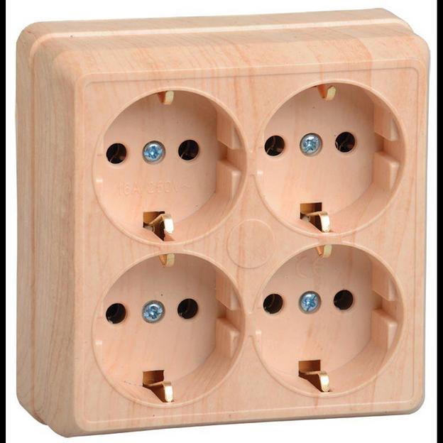 Iek ERO41-K03-16-DC РС24-3-ОС Розетка 4местн. с з/к 16А откр.уст. ОКТАВА (сосна) фото 1