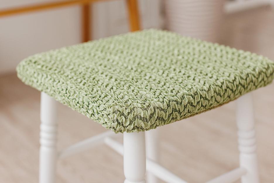 Чехол на табурет Чехлы&Пледы «Букле» зелёный шалфей (2 шт) ОПТ фото 4