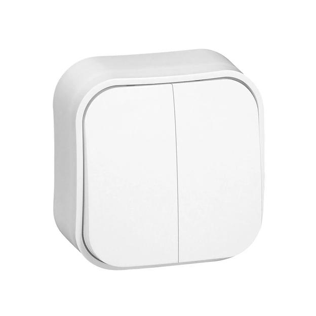 Выключатель двухклавишный Legrand Forix 10A 250В IP20 накладной белый 782402 фото 1