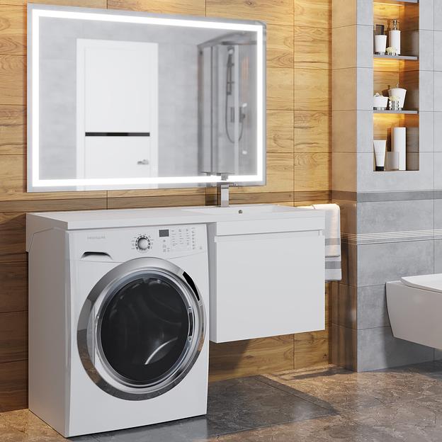 Тумба под стиральную машину Uperwood Magenta, 60 см, подвесная, белая, выдвижной ящик фото 3