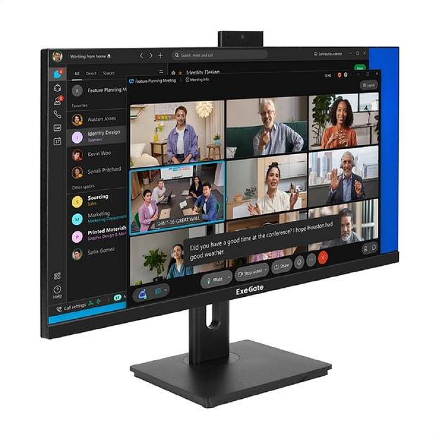 Монитор со встроенной веб-камерой и аудио 27" WQHD ExeGate SuperView EA2707CA (IPS LED Grade A+, 2560x1440@75Гц (WQHD), 16:9, 250cd/m2, 1000:1, 178°/178°, 5ms, Speakers, HDMI2.0, DisplayPort, USB, audio-out, FHD веб-камера 2MP, микрофон, Flicker-free, Fre фото 1