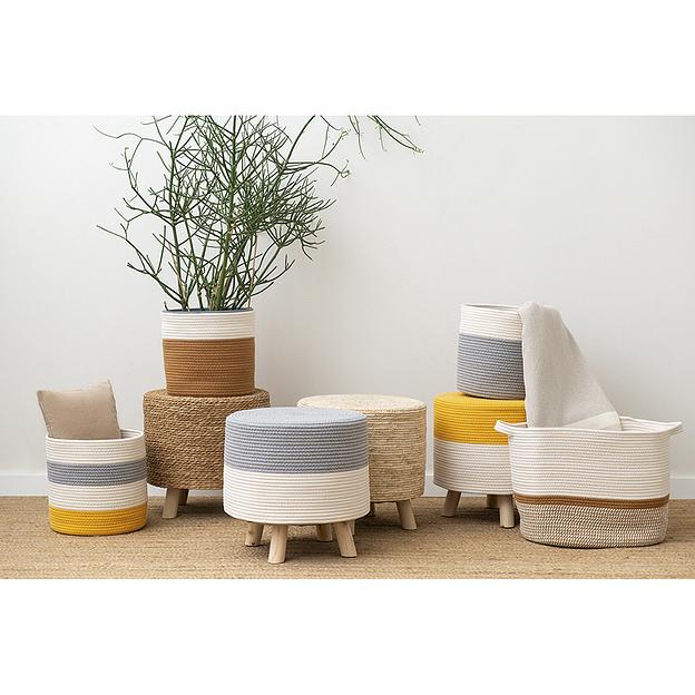 Пуф Devy, Ø40х40 см, бежевый/горчичный фото 5