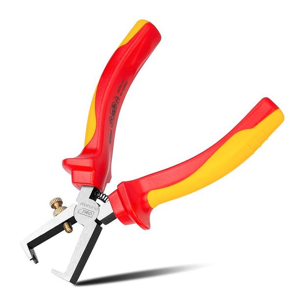 Диэлектрические клещи для снятия изоляции Deli DL515006 160мм, сталь Cr-V, сертификат VDE для работ под напряжением до 1000 В фото 1