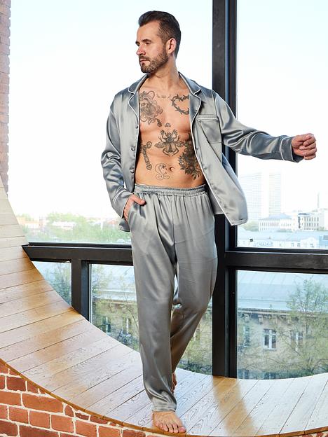 Пижама мужская из шелка с брюками и рубашкой «Как у Бо», Опт фото 2