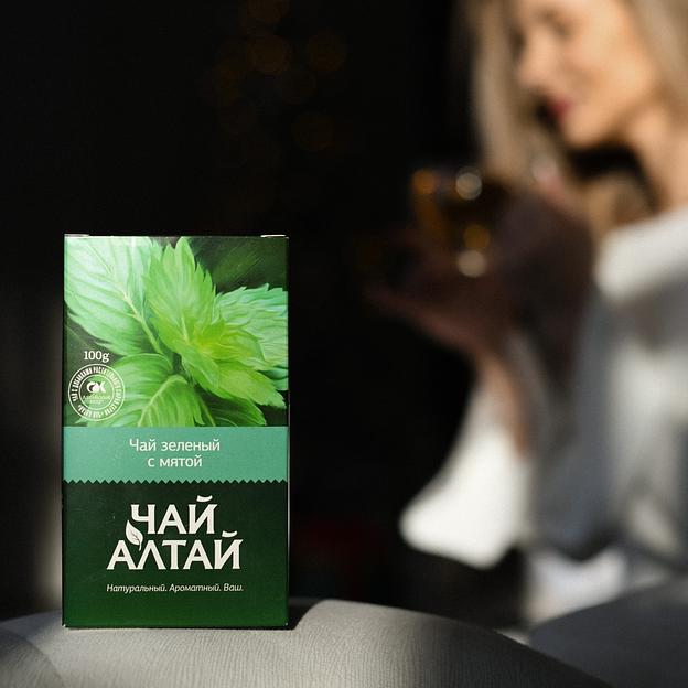 Чай "Алтай" зеленый с мятой, 100 гр, опт фото 3