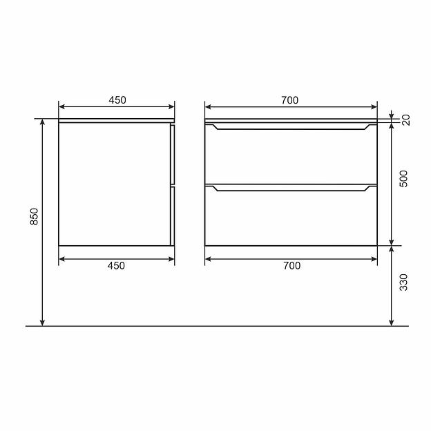 Тумба с раковиной для ванной Uperwood Tanos-Next 70 см, подвесная, белая матовая фото 4