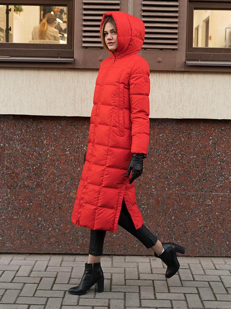 Пуховик женский удлиненный Катания, красный, опт фото 1