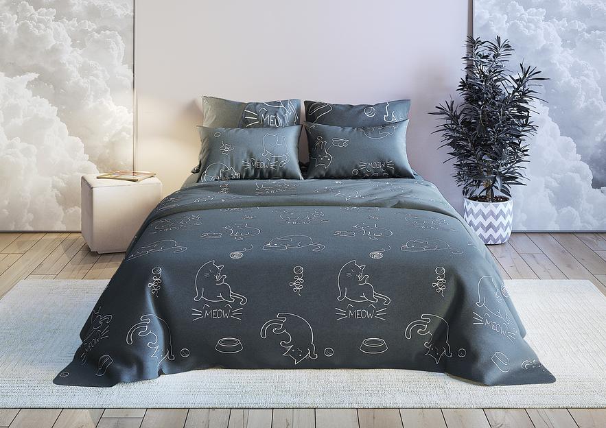 Ткань хлопковая бязь набивная «Котики» вид 1 с обработкой анти-пиллинг 2.2×60 м фото 1