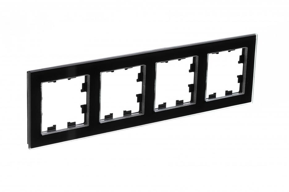 Рамка четырехпостовая ATLASDESIGN NATURE, СТЕКЛО ЧЕРНЫЙ фото 1