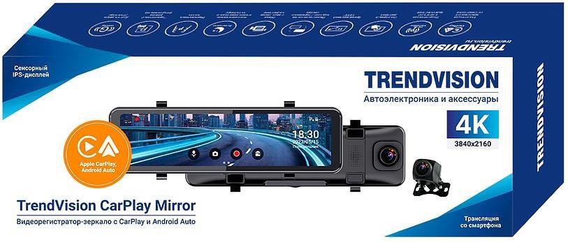 Видеорегистратор TrendVision CarPlay Mirror черный 2Mpix 2160x3840 2160p 150гр. MSTAR 8826 фото 6