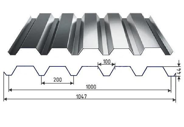 Профнастил оцинкованный НС-44 фото 1